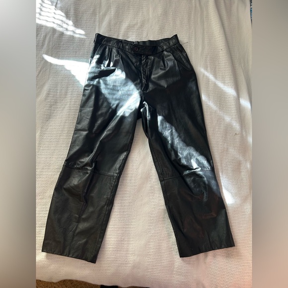 Vintage 80’s J. Park Pleated Leather Pants 32X23 - Picture 2 of 6
